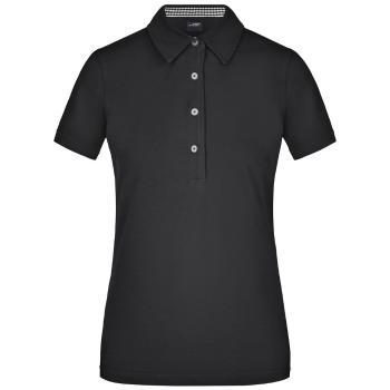 James & Nicholson Elegantná dámska polokošeľa JN969 - Čierna / čierna / biela | XL