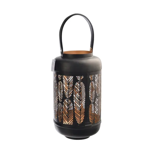 InDecor Kovový svietnik Leaf čierna, 19 x 38 cm, M