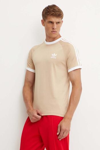 Bavlnené tričko adidas Originals Adicolor Classics 3-Stripes Tee pánske, béžová farba, s nášivkou, IZ2366