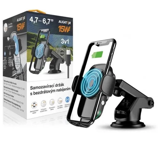 ALIGATOR Samozatvárací držiak K2, bezdrôtový 15W, univerzálny