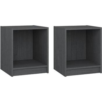 SHUMEE Nočné stolíky 2 ks sivé 35,5 × 33,5 × 41,5 cm masívne borovicové drevo, 809924