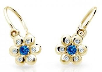Cutie Jewellery Kytičkové detské náušnice zo žltého zlata C2247-10-X-1 modrá