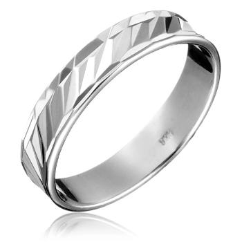Strieborná obrúčka 925 - diagonálne priehlbinky, členitý obvod - Veľkosť: 57 mm