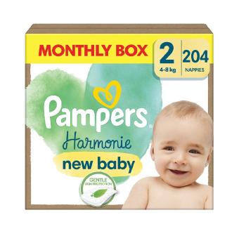 Pampers Harmonie Premium New Baby Monthly Box vel. 2 4–8 kg dětské pleny 204 ks