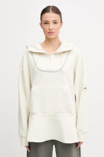 Tréningová mikina adidas by Stella McCartney béžová farba, s kapucňou, jednofarebná, JX9108