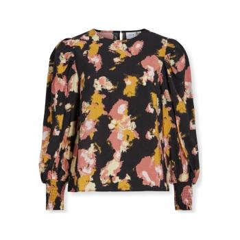 Vila  Top Dortea L/S - Black/Old Rose  Blúzka Viacfarebná