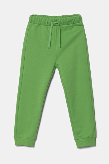 Detské tepláky United Colors of Benetton zelená farba, jednofarebné, 3J70GF010