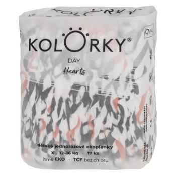 KOLORKY DAY Jednorazové EKO plienky srdce XL (12-16 kg) 17 kusov