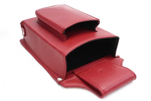 Červená kožené čašnícke púzdro pre fľak 613-0407-31