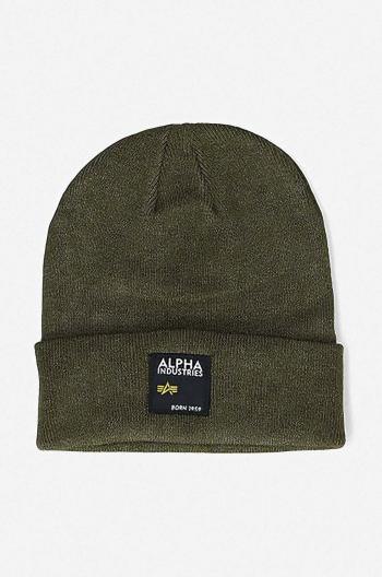 Čiapka Alpha Industries Label Beanie 118934.369-green, zelená farba