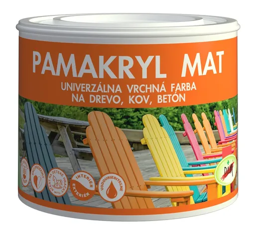 Pamakryl MAT - Vrchná univerzálna farba na kov, drevo a betón žltý 4 kg