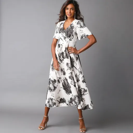 Dlhé šaty so širokými rukávmi a potlačou kvetín