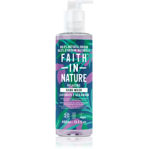 Faith In Nature Lavender & Geranium prírodné tekuté mydlo na ruky s vôňou levandule 400 ml