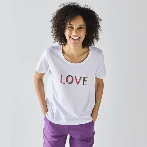 Tričko s krátkymi rukávmi a stredovou potlačou, bio bavlna