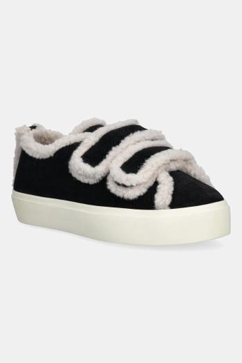 Semišové tenisky Inuikii Shearling Low Velcro čierna farba, 1001.001.0231.000
