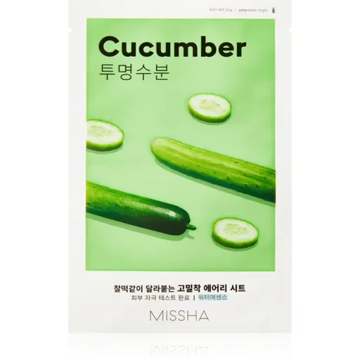 Missha Airy Fit Cucumber plátenná maska s hydratačným a revitalizačným účinkom pre suchú pleť 19 g