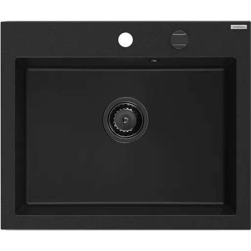 MEXEN/S MEXEN/S - Elix granitový drez 1-miska 600 x 500 mm, čierna, sifón čierna 6525601005-77-B