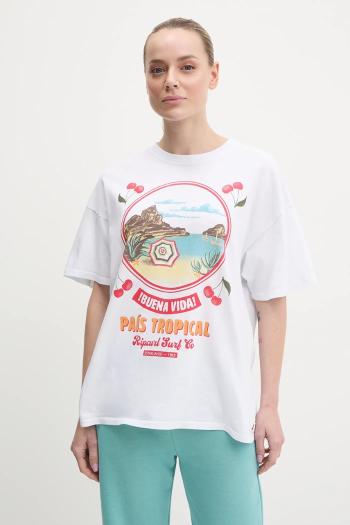 Bavlnené tričko Rip Curl COVE HERITAGE dámske, biela farba, 0FLWTE