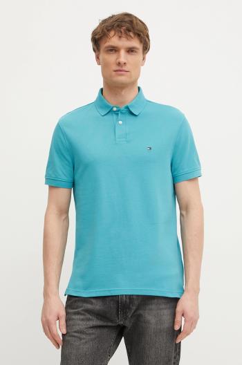 Polo tričko Tommy Hilfiger pánske, zelená farba, vzorované, MW0MW17770