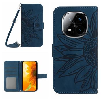 ART SUNFLOWER Peňaženkový obal so šnúrkou pre Xiaomi Redmi Note 14 Pro modrý