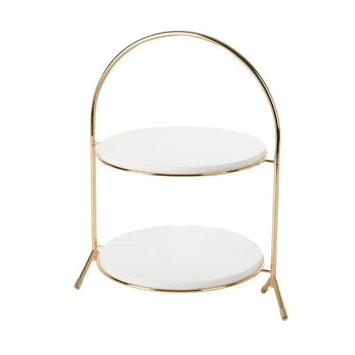 ArtFir Dekoračný etažér FRAN 03 | biela/zlatá 30 x 26 x 40 cm