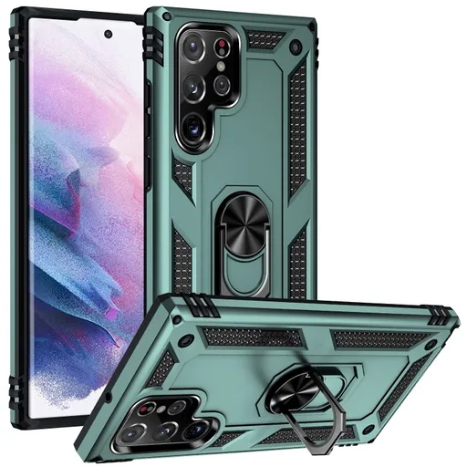 RING Obal s držiakom pre Samsung Galaxy S23 Ultra 5G zelený
