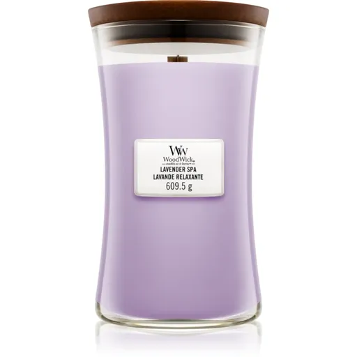 Woodwick Lavender Spa vonná sviečka s dreveným knotom 609.5 g