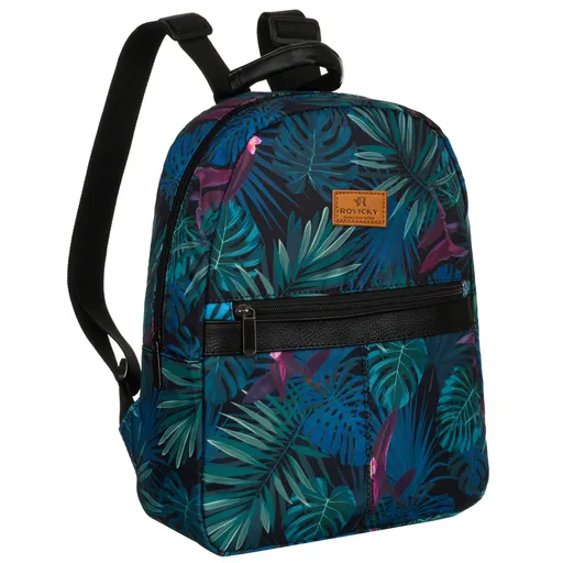 Dámsky vzorovaný polyesterový ruksak s farebným motívom listov - Rovicky