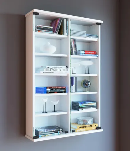 VCM Nástěnná vitrína na CD a DVD Zuntisa, bílá