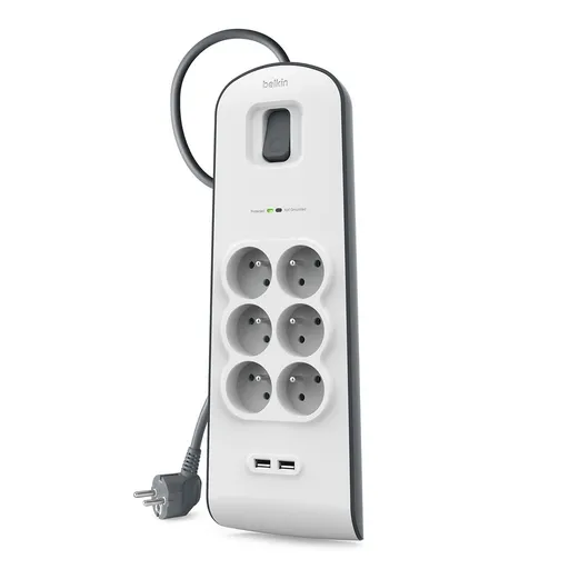 Belkin prepäťová ochrana BSV604 - 6-zásuvka, 2xUSB/2.4A, 2m
