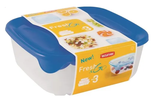 CURVER Sada dóz na potraviny FRESH & GO 1,7L+0,8L+0,25L | transparentná / modrá