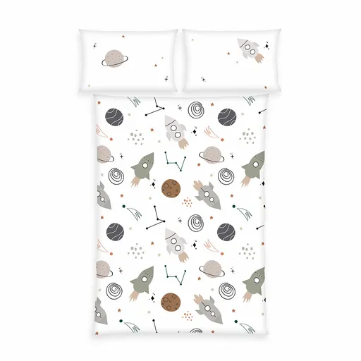 Herding Detské bavlnené obliečky do postieľky Vesmír, 100 x 135 cm, 40 x 60 cm