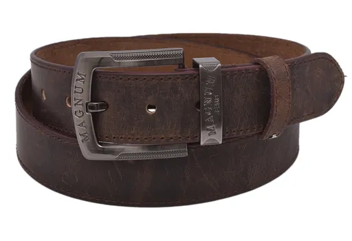 Pánsky kožený opasok 747-40-42 tmavý tan šitý pracka Magnum