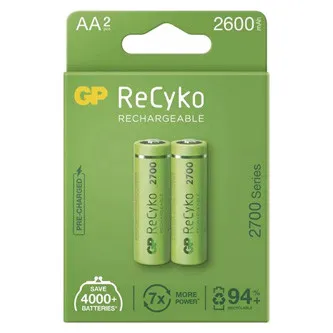 Nabíjacia batéria, AA (HR6), 1.2V, 2600 mAh, GP, papierová krabička, 2-pack, ReCyko