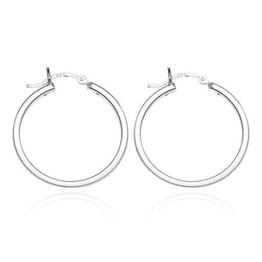 Okrúhle náušnice zo striebra 925 - štyri hladké hrany, 20 mm