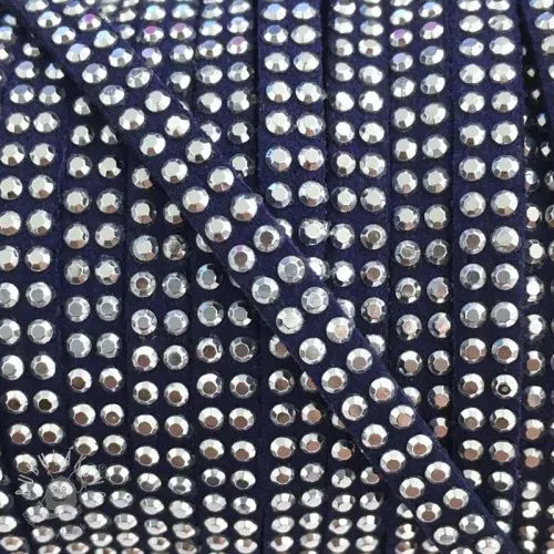 Semišová šnúra kamienky dark blue