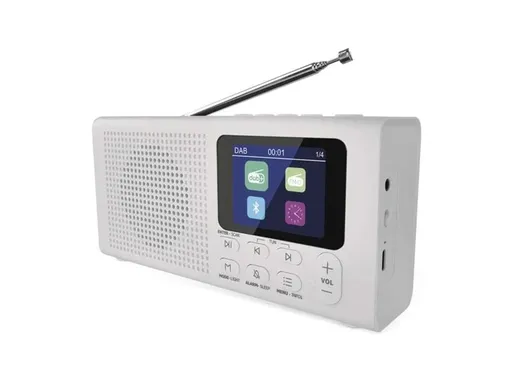 Prenosné rádio EMOS E0091 s Bluetooth, DAB/ DAB+/ FM, biele