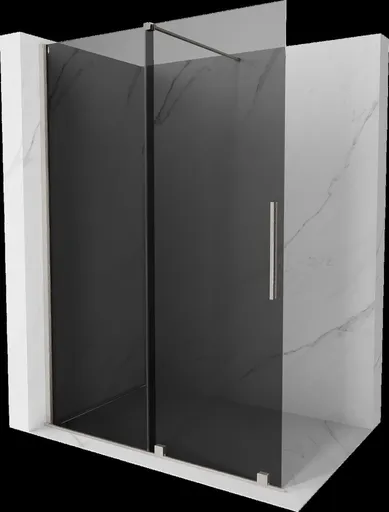 MEXEN/S - Velar Sprchová zástena posuvná Walk-in 140 x 200, grafit 8 mm, nikel kartáčovaná 871-140-000-43-97