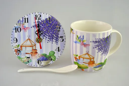 MAKRO - Hrnček + hodinky Levanduľa rôzne dekory