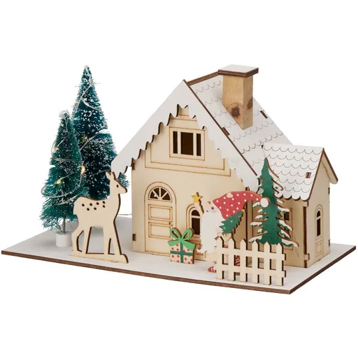 Vianočná LED dekorácia Zimný domček, 20x10x12,5 cm, dekor 2