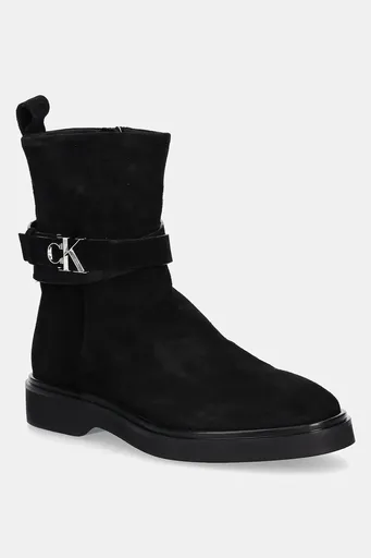 Semišové topánky Calvin Klein ANKLE BOOT W/ METAL LOGO SUE