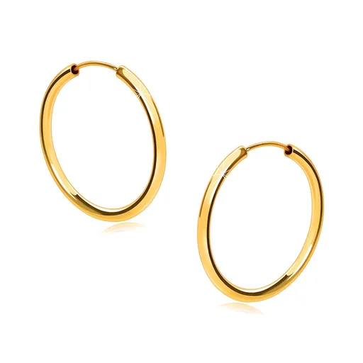 Zlaté okrúhle náušnice v žltom 9K zlate - oblé ramená, hladký a lesklý povrch, 17 mm