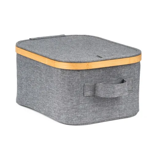 Úložný box G21 24 x 30 x 15 cm, bambusový s vekom, sivý
