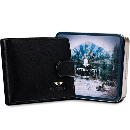 Veľká pánska čierna kožená peňaženka s RFID ochranou - Peterson