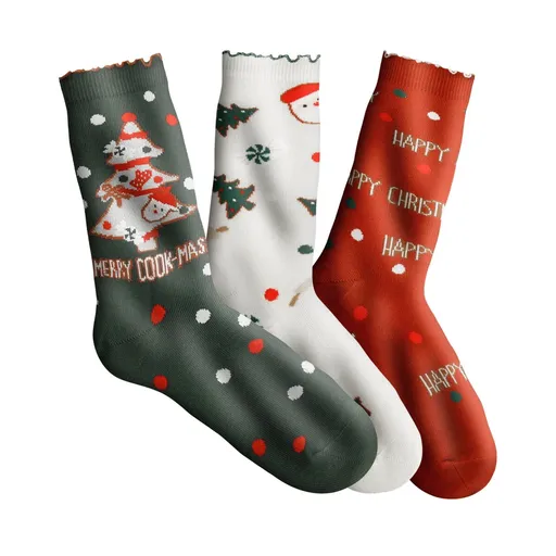 Súprava 3 párov ponožiek s vianočným motívom