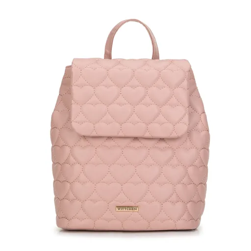 Ružový prešívaný batoh z ekokože pre ženský doplnok, 99-4Y-403-P.
