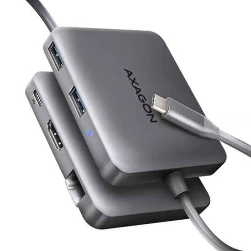AXAGON HMC-5HL USB 5Gbps húb, 2x USB-A, HDMI 4k/60Hz, RJ-45 GLAN, PD 100W, kábel USB-C 20cm