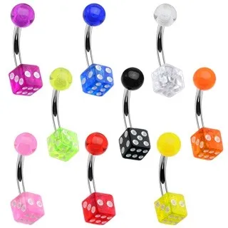Piercing do bruška - hracie kocky, guľôčka - Farba piercing: Modrá