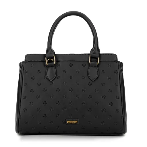 Ekokožený kufrík s embosovaným monogramom čierny