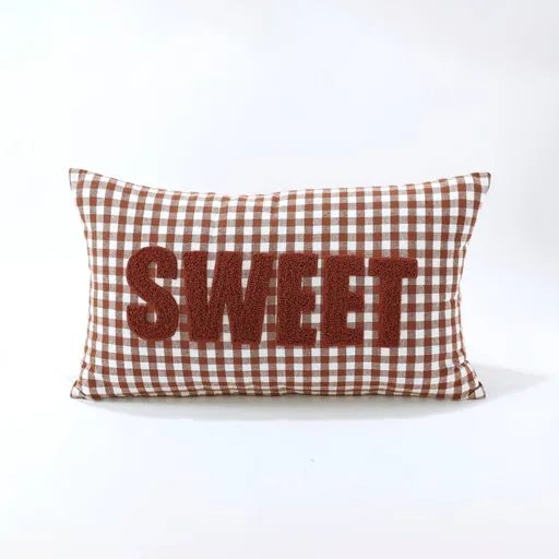 Kockovaný vankúšik s nášivkou SWEET